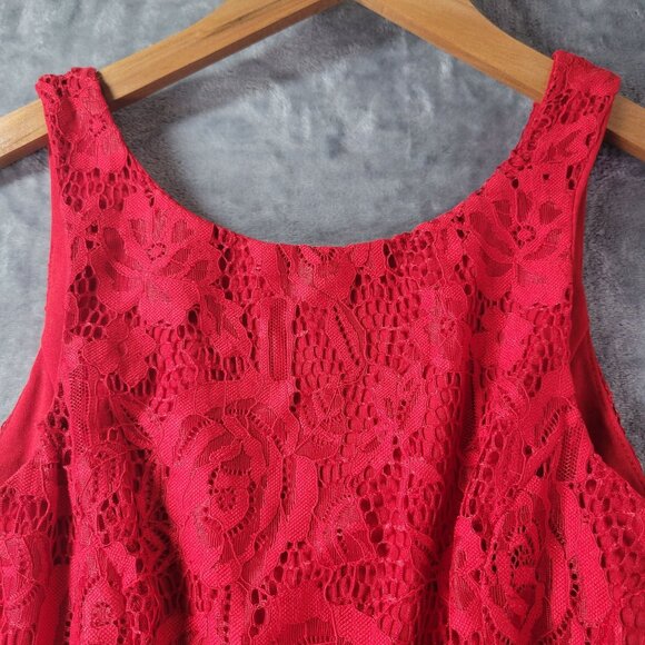 Speechless Juniors Red Lace Dress XS Fit & Flare Layered‎ Skater Whimsical Party - Picture 7 of 11